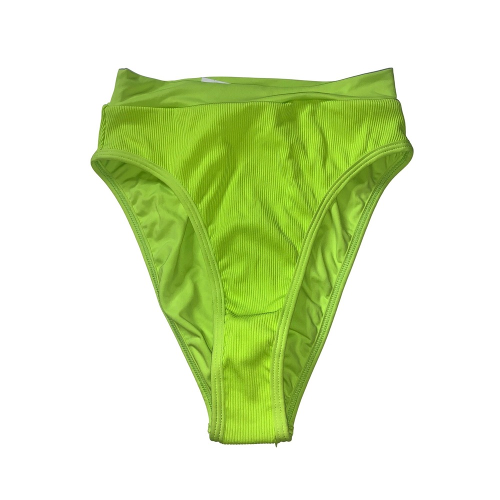 L SPACE‎ Frenchi Bottom Bitsy Bikini Bottoms Neon Green Ribbed XS TP